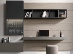 64 cm wide hanging display case combined with Freehand matching wall unit, open element, writing desk and boiserie panels